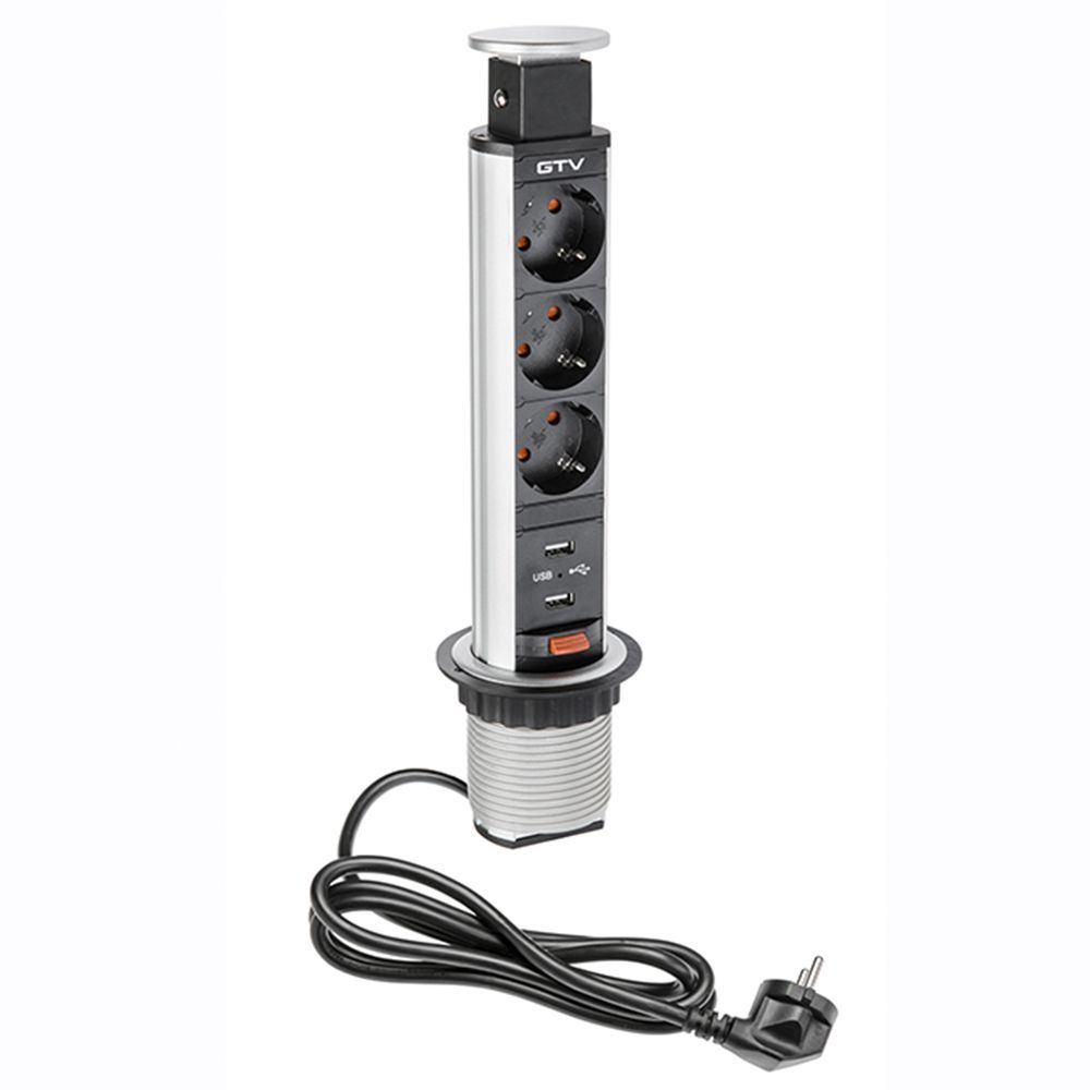 Pull-out power socket with USB, Ø 60 